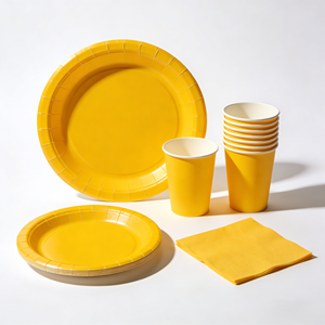 DAMAI - Vajilla de Papel de Color Sólido para Fiestas, Juego de Vajilla Desechable de Color Liso, Platos de 7 y 9 Pulgadas, Vasos de Papel, Servilletas - Product Image 6