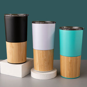 <span class=keywords><strong>Vaso</strong></span> creativo de acero inoxidable de bambú de 18Oz, taza de café y cerveza al vacío de doble pared, <span class=keywords><strong>termo</strong></span> portátil para coche, tazas de vidrio para hielo - Product Image 3