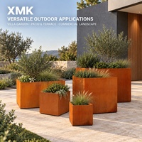 Pots et jardinières en métal, grande jardinière en acier corten rouillé, pot à fleurs d'extérieur