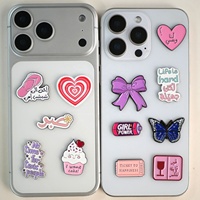 Roze Paarse Coquette Arabische Letter Zinklegering Emaille Metalen Speldje 3M Kleefmiddel Schattig Strik Hart Vlinder Cupcake Flip-flop Patroon