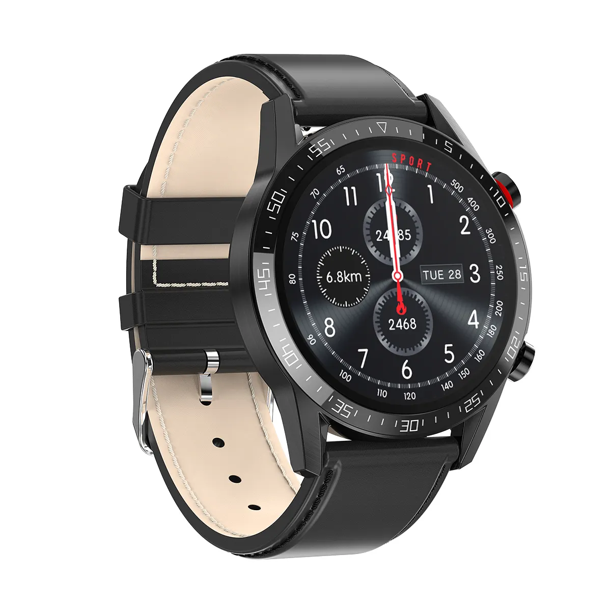 1.3 אינץ מסך mactive app L13 נירוסטה smartwatch לחץ דם קצב לב צג עור צמיד חכם שעון