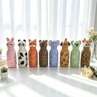 Nouvelle gourde isotherme en acier inoxydable à double usage, motif tête d'animal de dessin animé créatif, pour enfants, garçons, filles et étudiants