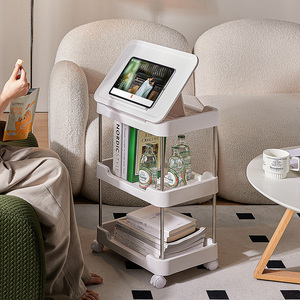 रैक भंडारण शेल्फ मोबाइल रोलिंग कार्ट रीडिंग बोर्ड मल्टी-लेयर पीपी स्टेनलेस स्टील होम ऑफिस स्टोरेज शेल्फ व्हील के साथ - Product Image 1