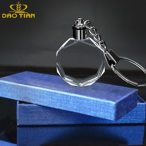 Cheap Wholesale clear Crystal Keychain Custom 3d Lasereng with Photo and Led Light Crystal Keychain for Souvenir Gift