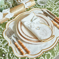 Napperons et serviettes PMZW vert rose brodés faits main style européen pour la maison et l'avion 100% lin 60x60cm écologiques