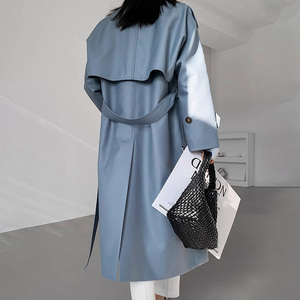 Nouvelle <span class=keywords><strong>Trench</strong></span>-Coat Longue Femme Printemps Respirante et Douce, Coupe-Vent Double Boutonnage à Col Rabattu avec Ceinture - Product Image 4