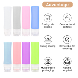 Botella de Champú Recargable de 80 ml, Aprobada por la TSA, a Prueba de Fugas, Ecológica, Duradera, con Tubo de Silicona, para Viajes - Product Image 3