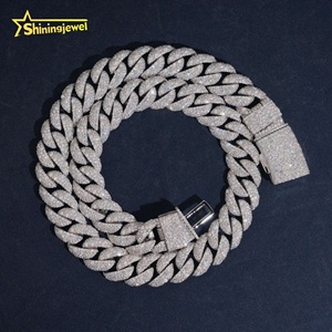 Collana a Catena Cubana in Argento 925 di Alta Qualità con Moissanite da 15mm, Stile Hip Hop, <span class=keywords><strong>Gioielli</strong></span> Raffinati in <span class=keywords><strong>Vendita</strong></span> - Product Image 1