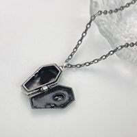 Collar con Colgante de Ataúd Gótico Oscuro de Plata de Ley 925 con Circonita Nomilit, Estilo Punk, Hip-hop, Retro, Alternativo, Personalizado