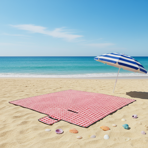 Tapis de camping et pique-nique pliable, léger, durable, grand format, imperméable, épais, à carreaux rouges et blancs, idéal pour les voyages en extérieur - Product Image 2