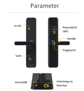 Cerradura de puerta de seguridad inteligente, dispositivo de bloqueo de acceso de código digital de función completa, biométrico, huella dactilar, tuya, wifi, TTlock ble, control remoto - Product Image 6