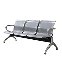 Chaise d'attente 3 places avec dossier en filet, cadre métallique, fauteuil d'hôpital, chaise de visiteur de bureau, chaise d'aéroport, chaise de centre commercial, salle de sport, école, parc
