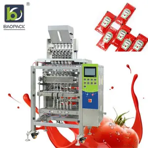 Automatic vffs multi lane peanut butter chili sauce tomato paste filling packaging machine ffs liquid packing sachet machine