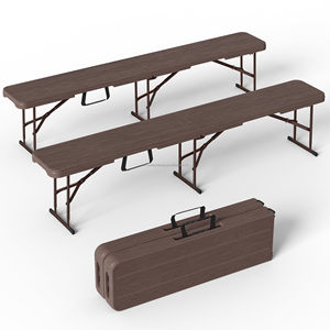 Banc pliant en plastique de 6 pieds avec poignée de transport et verrou, banc portable pour jardin, pique-nique, camping, repas, fête - Product Image 2