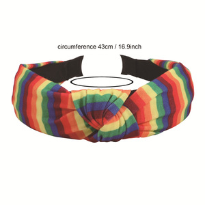 Diadema de tela a rayas arcoíris con lazo ajustable para mujer, moda casual 2024 - Product Image 2