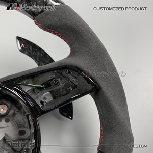 Volant en fibre de carbone forgé personnalisé avec poignées en microfibre pour Audi R8 B9 A4 A5 RS3 RS4 RS5 TT TTS TTRS 2014-2024 - Product Image 4