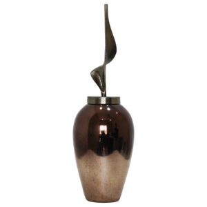 Vaso Scultoreo in Metallo con Coperchio, Alto, Decorazione Moderna per Soggiorno, Camera da Letto, Ufficio, Design d'Interni - Product Image 1