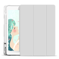 Housse Folio Pliante en Cuir PU, Couverture Arrière Transparente pour Apple iPad Pro 11 M4 2024 avec Porte-Stylo pour iPad Pro 11