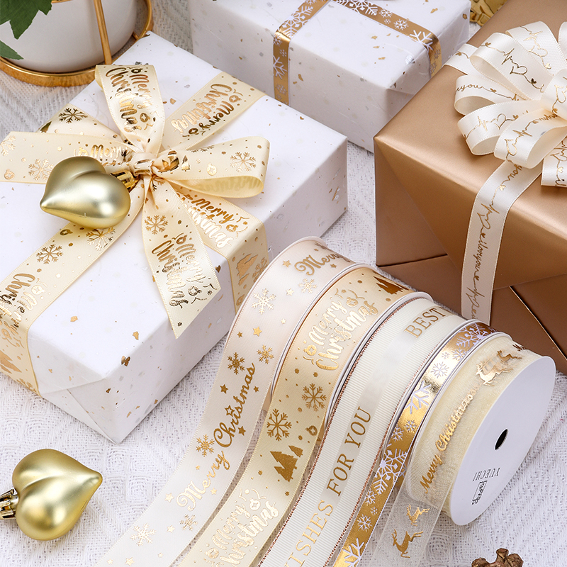 Silk Polyester Ribbon for Birthday Wedding Valentine's Day Gift Box Decorations Elegant Flower Packaging Printed Ribbon