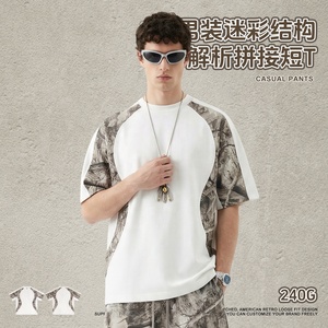 T-shirt da uomo personalizzata stampata in maglia 240 grammi a manica corta, stile High Street, in poliestere/cotone, mimetica, vestibilità ampia, ad asciugatura rapida - Product Image 2