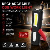 Lampe de travail LED rechargeable par USB, magnétique, portable, avec lampe torche pour la réparation automobile, le garage, l'atelier