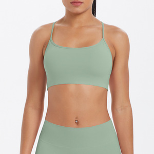Wholesale Women Thin Strap Criss Cross <b>Back</b> Sports Bra <b>Low</b> Support Shockproof Yoga Bra with Padded Gym Running Workout Crop <b>Top</b> - Product Image 3