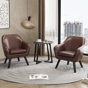 Fauteuil en cuir minimaliste moderne avec rembourrage en mousse souple, chaise de salon à siège unique pour petits espaces - Product Image 4