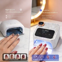 Lampe à LED pour ongles avec surface incrustée de diamants, écran numérique et bouton rotatif, lumière de durcissement professionnelle pour manucure