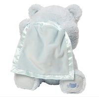 Ours en peluche électrique Peekaboo personnalisé en usine, couverture douce en satin, ours interactif parlant, animal en peluche apaisant pour bébé