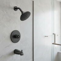 Robinet de baignoire et de douche mural industriel à pression équilibrée avec poignée sculptée et bec verseur, idéal pour salle de bain – Vente chaude