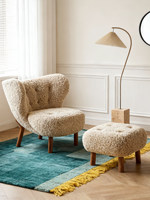 Fauteuil de salon paresseux en bois massif ciré blanc, style médiéval, pour une personne