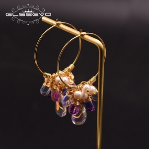 Pendientes de Aro con Perlas Naturales de Agua Dulce para Mujer, <span class=keywords><strong>Plata</strong></span> de Ley 925, Pendientes Colgantes con Borlas Coloridas - Product Image 2