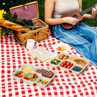 Assiette jetable personnalisée en bagasse de canne à sucre biodégradable, conteneur alimentaire jetable à 3 compartiments