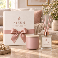 AIKUN – Ensemble diffuseur à bâtonnets raffiné et bougie parfumée, personnalisable OEM, emballage cadeau, prix direct usine, pour cadeaux de mariage