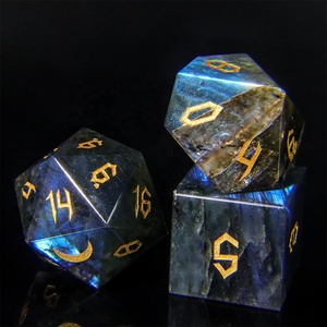 Bán buôn tùy chỉnh D20 Labradorite đa diện xúc xắc đá tự nhiên kích thước tiêu chuẩn cho D6 D20 DND xúc xắc RPG Trò chơi đá quý chất liệu - Product Image 2