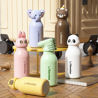 Bouteille Isotherme Portable D6063 en Acier Inoxydable 316 avec Paille et Tête d'Animal Mignonne, Isolation Thermique pour l'Extérieur