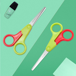 Dual Color Handle Household Scissors Green And <b>Red</b> Straight Head Stainless Steel For <b>Paper</b> Cutting Craft Student Office Use - Product Image 2