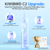 LCD Wasserflosser Tragbarer Kabelloser Elektrischer Zahnreiniger 200ml IPX7 USB-C Aufladung UVC Sterilisation Munddusche