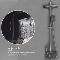 Juego de Baño Moderno Kahnos Gris de 4 Funciones, Cabezal de Ducha de Lluvia y Grifo de Bidé, Sistema de Ducha de Latón Completo