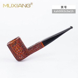 Muxiang Straight Briar Wood Pipe With Hidden Carving Tobacco Pipe - Product Image 1