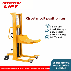 Sollevatore Idraulico Manuale 1T per Rotoli, Altezza di Sollevamento 1,5m, Carrello per Movimentazione e Impilamento di Materiali Cilindrici - Product Image 2
