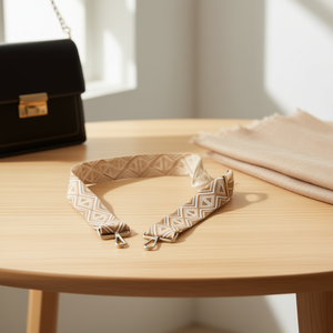 Sangle en toile de 5 cm à motif triangulaire kaki avec crochets métalliques pour sacs à main - Product Image 2