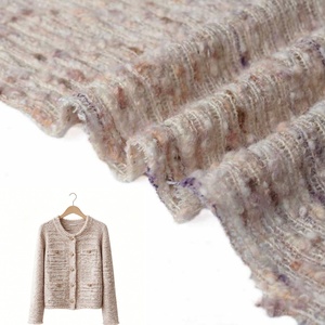 Tissu en laine bouclée multicolore doux et naturel pour vêtements d'extérieur et robes féminines - Product Image 1