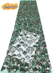 Nouveau <span class=keywords><strong>2023</strong></span> métallique dentelle tissu rouge dentelle français dentelle mariée cristal paillettes lourd blanc broderie perles paillettes pour mariage - Product Image 4