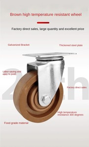 Rodízios Antiestáticos de Alta Temperatura de <span class=keywords><strong>3</strong></span>, 4 e <span class=keywords><strong>5</strong></span> Polegadas, Rodas Resistentes ao Calor 280C com Freio Duplo, Rolamento Industrial Certificado CE para Giro - Product Image 4