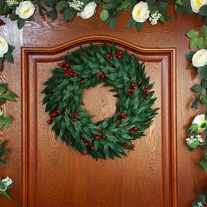 Nhân Tạo Lá Màu Xanh Lá Cây Bạch Đàn Vòng Hoa Với Holly Trái Cây Cho Cửa Trước Vòng Hoa Nhà Hiên Trang Trại Tường Trang Trí Nội Thất - Product Image 2