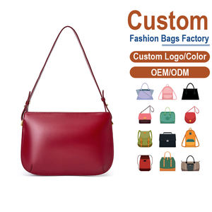 Bolsos de Cuero de Diseño Vintage de Lujo para Mujer, Bolso de Hombro de Cuero Genuino Color Borgoña, Correa Delgada, Herrajes Dorados, Anti-Robo - Product Image 1