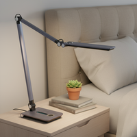 Lampe de bureau LED contemporaine avec éclairage latéral, base en ABS, flexible, à gradation progressive, idéale pour les bureaux et les études, lampes de table DC