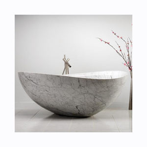 Bañera de Mármol Blanco Independiente para Decoración del Hogar, Bañera de Piedra de Diseño Moderno para Interiores - Product Image 2