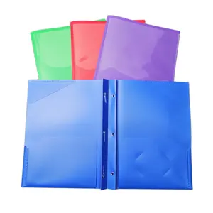 透明口袋插脚重型塑料，带卡槽文件夹，适用于学生办公班级家庭蝌蚪文件夹